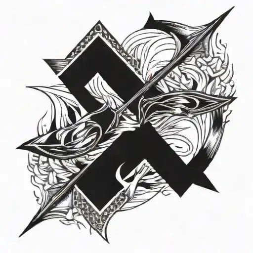 arrow bow and fire tattoo design idea