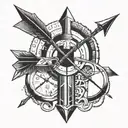 Arrow bow time  tattoo design idea