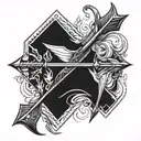 arrow bow and fire tattoo design idea