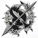 arrow bow and fire tattoo design idea