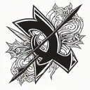 arrow bow and fire tattoo design idea