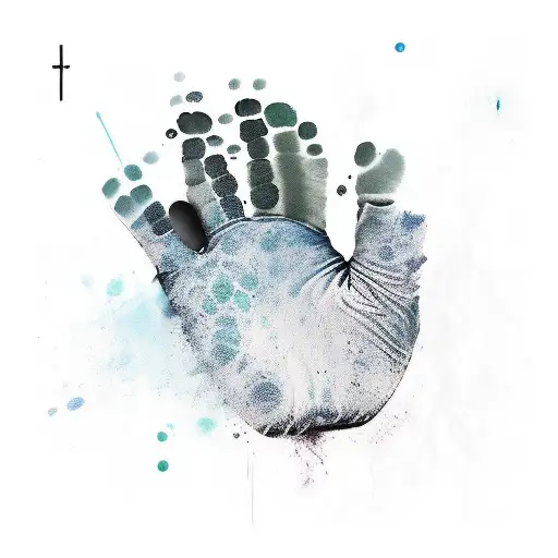 HANDPRINT WITH THE NAME ZOE INSIDE tattoo design idea