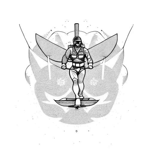 skydiving, windsurfing and combat sport tattoo design idea