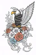 harley davidson with eagle  american flag and flowers   tattoo design idea