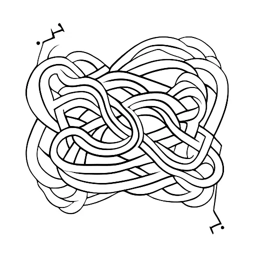 Musical instrument intertwined with a colorful braid tattoo design idea