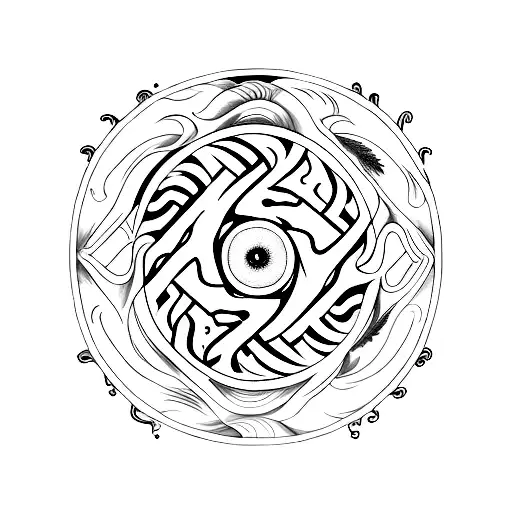 A yin and yang symbol composed of bipolar disorder-related imagery tattoo design idea