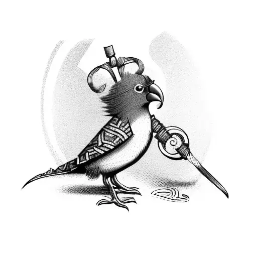 kiwi bird wearing a Scottish kilt tattoo design idea