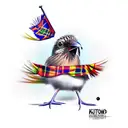 kiwi bird wearing a Scottish kilt tattoo design idea
