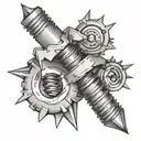 broken screw tattoo design idea