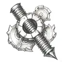 broken screw tattoo design idea