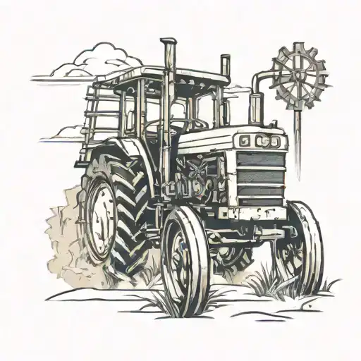 farm tractor with gate in the front tattoo design idea