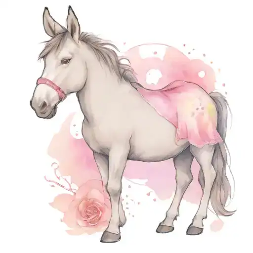 princess ride donkey  tattoo design idea