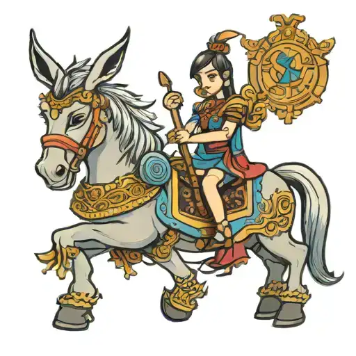 princess ride donkey tattoo design idea