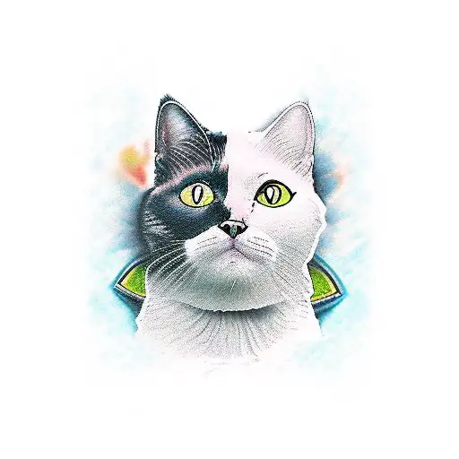 cat and wine tattoo design idea