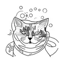 cat and wine tattoo design idea