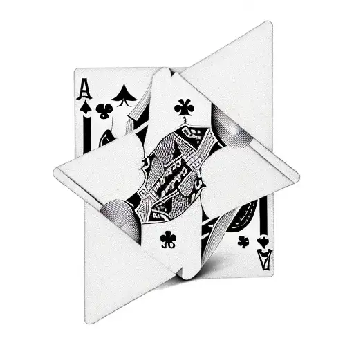 A pack of playing cards being shuffled by a hand emerging from a dark storm cloud tattoo design idea