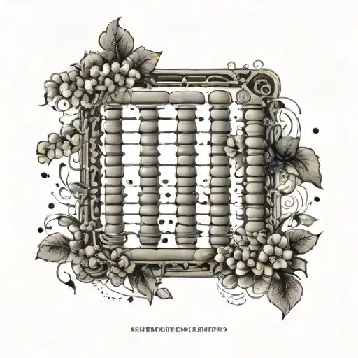 Design a stylized abacus with the beads representing important dates or memories with your late father, intertwined with delicate floral elements tattoo design idea
