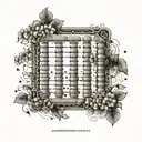 Design a stylized abacus with the beads representing important dates or memories with your late father, intertwined with delicate floral elements tattoo design idea