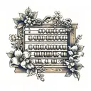 Design a stylized abacus with the beads representing important dates or memories with your late father, intertwined with delicate floral elements tattoo design idea