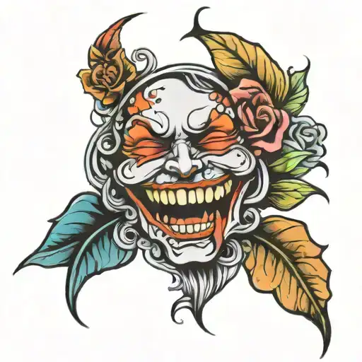 smile now cry later faces  tattoo design idea