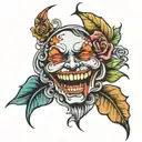 smile now cry later faces  tattoo design idea