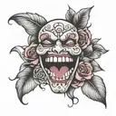 smile now cry later faces  tattoo design idea