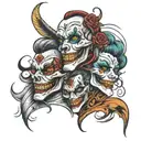 smile now cry later faces  tattoo design idea