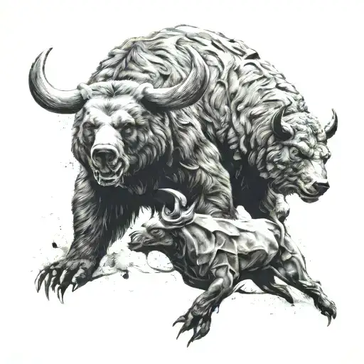 bear vs bull tattoo design idea
