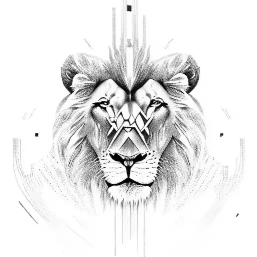 Lion king in hand print with heartbeat tattoo design idea