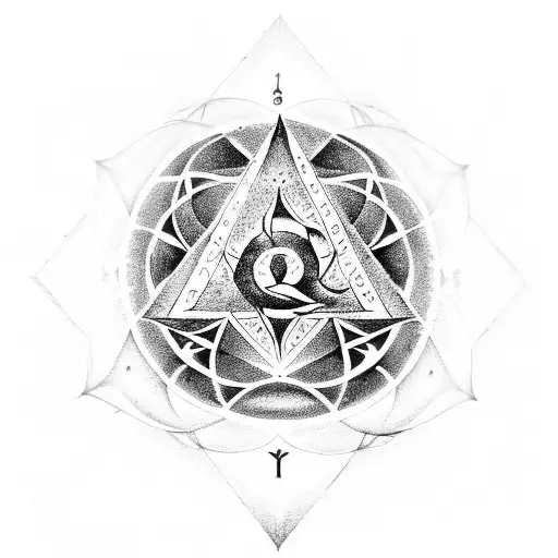 seal of solomon with flower of life in the middle tattoo design idea