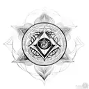 seal of solomon with flower of life in the middle tattoo design idea