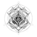 seal of solomon with flower of life in the middle tattoo design idea