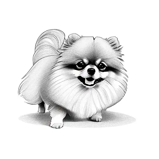 pomeranian with joint tattoo design idea