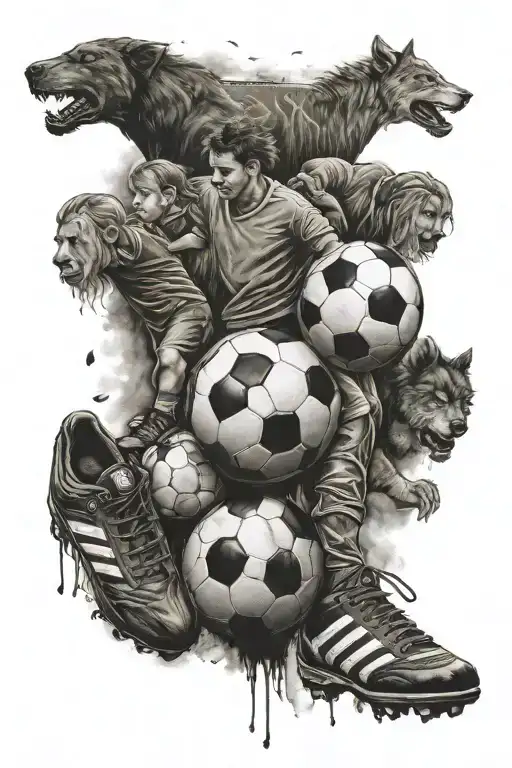soccer and family tattoo design idea