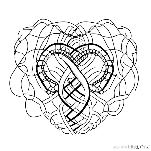 A heart and brain intertwined in a double helix DNA strand tattoo design idea