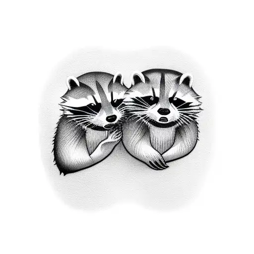 otter and raccoon holding hands tattoo design idea