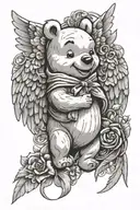 winnie pooh angel wings tattoo design idea
