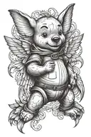 winnie pooh angel wings tattoo design idea