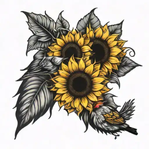 sunflower and chicken nuggets tattoo design idea