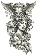 Hades greek god holding persephone greek goddess by throat tattoo design idea