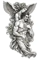 Hades greek god holding persephone greek goddess by throat tattoo design idea