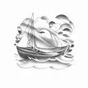 boat in a storm tattoo design idea