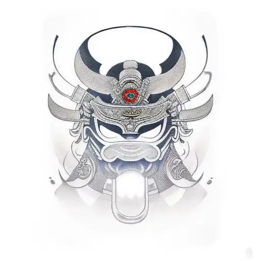 omni mask with samurai tattoo design idea