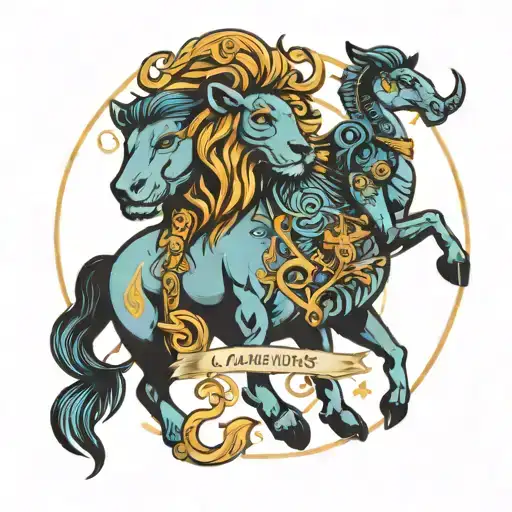 Aquarius Leo and Sagittarius zodiac signs of children and adults tattoo design idea