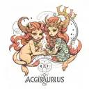 Aquarius Leo and Sagittarius Zodiac Signs Children Devil Love Two tattoo design idea