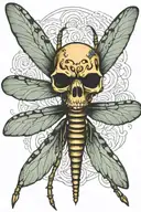 dragonfly  morbid skull tattoo design idea
