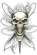 dragonfly  morbid skull tattoo design idea