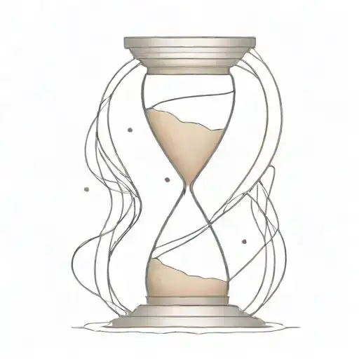 a futuristic hourglass with the sand falling out like a spiral tattoo design idea