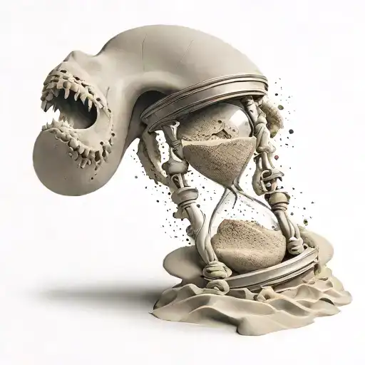 a futuristic hourglass with the sand falling out like a spiral tattoo design idea