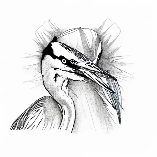blue heron tattoo design idea